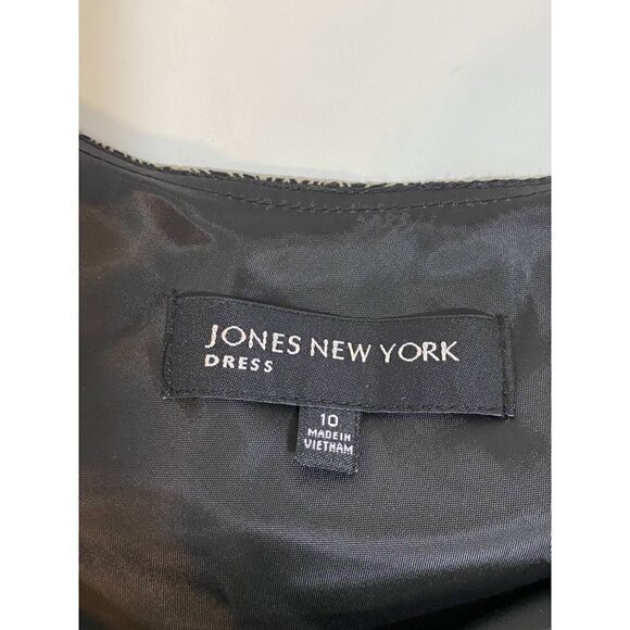 Jones New York Black & Tan Womens Size 10 Fit & Flare Tier Ruffle Maxi Dress NWT - Picture 4 of 12